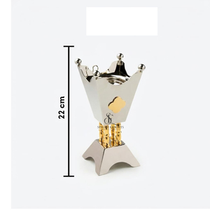Quemador de incienso de metal de lujo con baño de plata y oro, soporte para incienso Crown Oud para decoración del hogar y Ramadán, incensario árabe premium. - Product Image 3