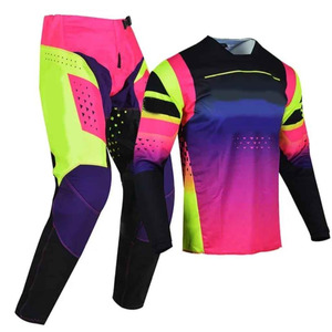 Conjunto de Jersey y Pantalones de Motocross Sublimados Personalizados al por Mayor para Hombre y Mujer, Color Rosa Fluorescente, Equipo de Carreras MX, Kit de Enduro para Motocross, MOQ Bajo - Product Image 1