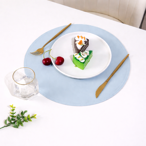 <b>Top</b> Selling Luxury Faux PU Leather Placemat Wipeable Handmade <b>Festive</b> Events Homes Modern Customized Rounded Coffee Dining Table - Product Image 4