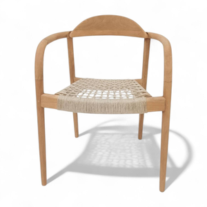 Chaise tressée pour restaurant avec structure en teck pour la décoration de la maison et du jardin - Product Image 3