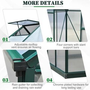 Serre de jardin portable 6 x 6 x 7 en polycarbonate de couleur verte - Product Image 6