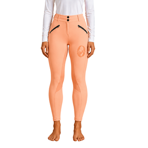 Pantalons d'équitation pour femmes, couleur pêche-orange, taille haute, extensibles, leggings d'équitation professionnels, culottes d'entraînement avec poche - Product Image 1