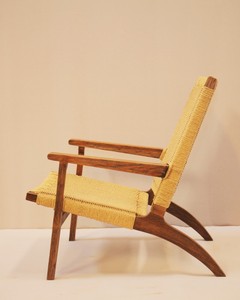 Sillón Reclinable con Estructura de Madera de Teca Sólida y Tejido de Ratán Sintético, Acabado Natural, Diseño Moderno, No Plegable, para Sala de Estar - Product Image 2