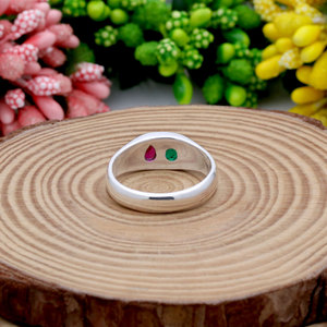 925 Sterling <b>Silver</b> Natural Ruby Emerald <b>Ring</b> for Men & Women Handmade Dual Gemstone <b>Statement</b> Jewelry Wholesale - Product Image 4