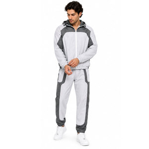 Conjunto deportivo cortavientos de diseño más reciente con logo DTF, chaqueta con cremallera y pantalón de 2 piezas para hombre - Product Image 2