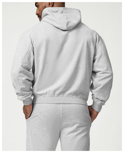 Nouveau sweat-shirt à capuche en molleton gris uni confortable, coupe classique, décontracté, en coton, avec poche avant, pour l'hiver - Product Image 2