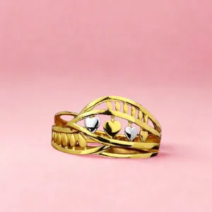 Bague tendance pour femmes, élégante, en or 22 carats, design cœur, bague pour femmes, bijoux élégants et à la mode, cadeau pour filles - Product Image 3