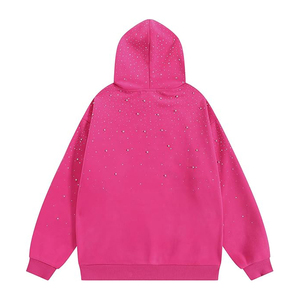 Sweat à capuche unisexe en polaire avec strass en cristal, coupe oversize, imprimé lettres personnalisé, style streetwear - Product Image 5
