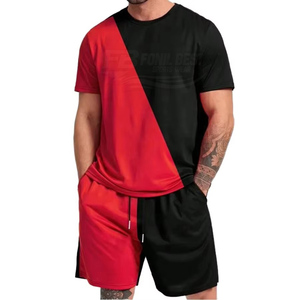 Wholesale Summer Men's <b>Knitted</b> 2-Piece <b>Sets</b> Shorts T-shirt 100% Bamboo Fiber Breathable Quick Dry Casual Tracksuits Customized - Product Image 1