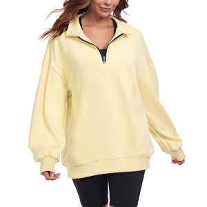 Sudadera de Mujer con Cuello Alto Simulado, Bordado, Oversize, Media Cremallera, con Logotipo Personalizado, Sin Forro, para Otoño-Invierno, Ecológica - Product Image 1