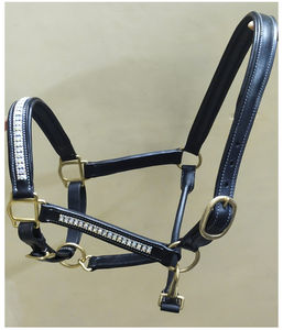 Harnais pour cheval en cuir véritable rembourré avec pierres Swarovski, personnalisable avec couverture, disponible en toutes tailles - Product Image 1