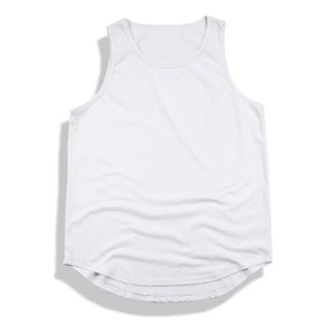Camiseta sin mangas de punto blanca para hombre, cuello redondo, informal, lisa - Product Image 1