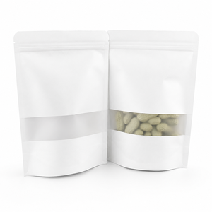 Matte Window Kraft Paper Stand Up <b>Pouch</b> with Zipper Resealable for Coffee Bean and Nut Packaging - Product Image 2
