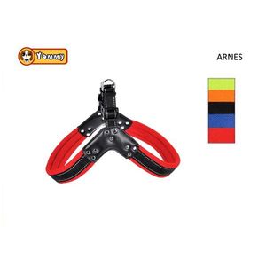Harnais pour chien Yommy en forme de V, rouge et noir, réglable pour chiens de taille moyenne à grande - Product Image 1