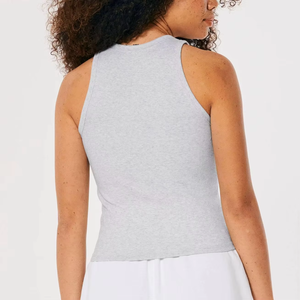 Women Solid Color Scoop Neck Knitted Tank <b>Top</b> Breathable Regular Length Minimalist Style <b>Low</b> Moq Wholesale Price High Quality - Product Image 2