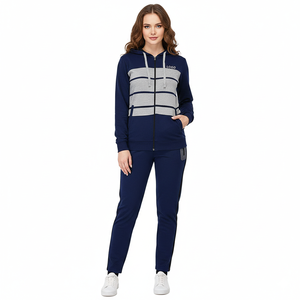 Vente directe usine en gros – Ensemble 2 pièces mode femme, couleur unie, manches longues, automne-hiver, 100 % coton, style bouffant - Product Image 3