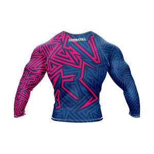 High Quality Men's Rash Guards Sportswear Custom Logo Digital Print Solid Breathable Lightweight 160g Polyester/Nylon Rash Guard - Product Image 3