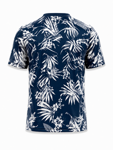Camiseta de Manga Corta para Hombre, Azul Marino, Estampado Floral, Corte Regular, Cuello Redondo, Estilo Casual, 100% Poliéster, Tejido Transpirable - Product Image 3