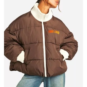 Wholesale Ladies Winter Down <b>Jacket</b> Knitted Stand Collar Full Sleeve Cotton Polyester Solid Color <b>Plus</b> <b>Size</b> Women Quilted Coat - Product Image 4