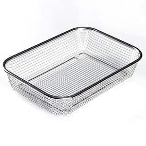 Cesta de drenaje de acero grande con bandeja de goteo, soporte de secado de cocina, cesta de malla rectangular para fregadero, escurridor de frutas y verduras de malla, 12*8.5*3CM - Product Image 1