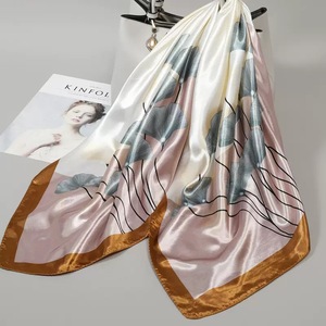 Elegant 100% <b>Silk</b> Satin Square Scarf Solid Multi-Functional Women's Shawl Muslim All Seasons Daily Wear - Product Image 6