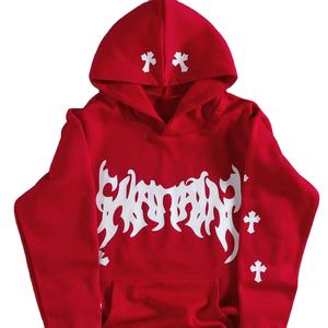 เสื้อสวมหัวมีฮู้ดพิมพ์ลายแบบมีซิปสำหรับผู้ชายผ้าคอตตอนฟลีซโพลีเอสเตอร์ - Product Image 1