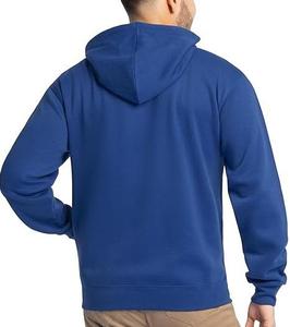 Sweat à capuche zippé bleu uni pour homme, coupe ajustée, en molleton de coton French Terry, idéal pour l'hiver - Product Image 2