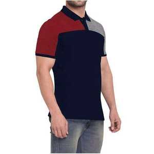 Polo de Manga Corta para Hombre, Tejido, con Bloques de Color, Estilo Casual, Azul Marino, Rojo, Gris, Diseño Sólido, Largo Regular - Product Image 3