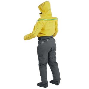 Men's Yellow Waterproof Polyester Rainwear Suit with Hood and <b>Black</b> Trim for Workwear Use - Product Image 4
