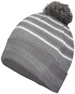Bonnet d'hiver tricoté personnalisé en gros avec pompon, à revers rayé, chaud en acrylique, unisexe, pour le ski et les activités de plein air - Product Image 5
