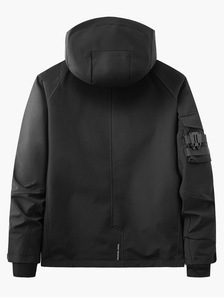 High Street Fashion Apparel MEN'S HOODED <b>WATERPROOF</b> CANVAS PULL-OVER CASUALOUTDOOR AUTUMN ZIPPER SOLID CLOTHING - Product Image 1