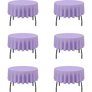 Set di 6 Tovaglie Lavanda da 70 Pollici in Lino e Poliestere, Lavabili, per Tavoli da 30 e 54 Pollici, Copritavolo Circolare in Confezione Convenienza - Product Image 1