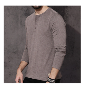 Camiseta de algodón 100% de primera calidad a precio económico para hombre, lavado ácido, manga larga, corte holgado, transpirable. - Product Image 5