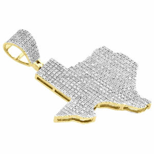 Colgante de Mapa con Diamantes de Moissanita de Lujo, Plata de Ley 925, Acabado en Oro de Dos Tonos, Joyería de Moda con Incrustaciones de Diamantes - Product Image 1