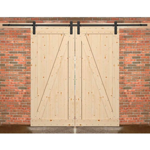 Portes coulissantes en verre intérieures et extérieures, portes coulissantes en gros, fabricant vietnamien, porte de grange, quincaillerie moderne pour rails, bois de pin - Product Image 1