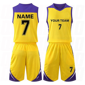 ชุดบาสเก็ตบอล เสื้อและกางเกงขาสั้น สีเหลือง คุณภาพสูง แบบซับลิเมชั่น  ชุดบาสเก็ตบอลคุณภาพดี ปรับแต่งได้ - Product Image 1