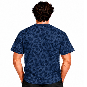 <b>Navy</b> <b>Blue</b> Leopard Print 100% Cotton T-<b>Shirt</b> Short Sleeve Crew Neck Casual Streetwear Everyday Wear Quick Dry Breathable - Product Image 2