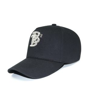 2024 casquette unie en coton sur mesure chapeau 5 panneaux noir strass haut profil casquette de baseball - Product Image 3