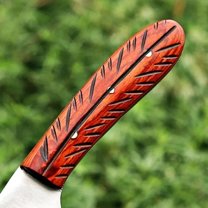 Nouveau design 2026 Couteau de chasse, de survie et de camping à lame fixe de 4 pouces en acier au carbone, fait main sur mesure, pointe tombante, manche en bois de Padauk rouge, OEM - Product Image 5