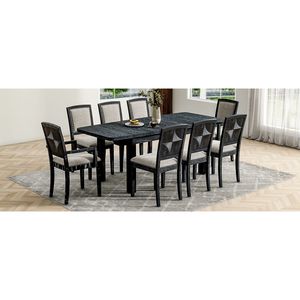 "<b>Rustic</b> 84" Extendable <b>Dining</b> <b>Table</b> <b>Set</b> W/ 6 Upholstered Armless Chairs & 2 Removable Leaves" - Product Image 3