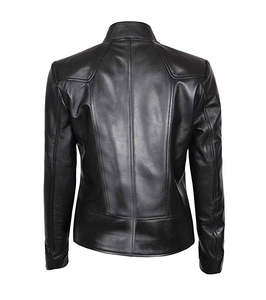 Wholesale Distressed Leather <b>Blazer</b> Women High Quality Satin Jacket Custom Logo Long Sleeves Nylon OEM Genuine Leather Linen - Product Image 3
