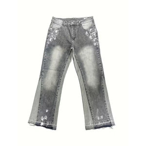 Jeans Rectos de Mezclilla Azul Lavado Estilo Vintage para Hombre, Transpirables y Ligeros, Cintura Media, Spandex/Algodón, Venta al Por Mayor de Fábrica - Product Image 1