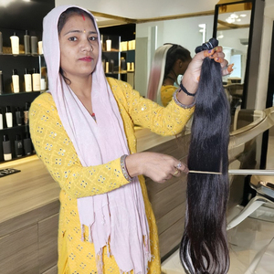 Extensions de cheveux humains indiens 100% vierges Remy, tissage double machine, noirs, lisses, naturels, en lots, pour fusion - Product Image 1