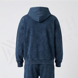 Conjunto de Sudadera con Capucha y Pantalones Deportivos de Algodón Grueso de 500GSM, Estilo Vintage, para Hombre, con Hombros Caídos y Lavado Ácido - Product Image 2