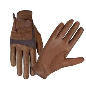 Gants d'équitation en cuir véritable pour hommes, couleur unie, fermeture à boucle et crochet, protection équestre, doigts entiers - Product Image 3
