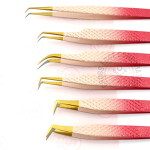 Mega Volume Boot Lash Extension Tweezers Eyelash Tweezers Anti-slippery Grid-Pink Handle Japan Imported Tweezers Best Lashing - Product Image 1