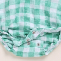 Romper Muslin Organik Kualitas Premium Motif Kotak Sage untuk Tempat Tidur Bayi dan Candy 3-6M