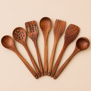 Espátula de Madera de Acacia Hecha a Mano con Mango Largo, Cuchara de Cocina Ecológica y Sostenible - Product Image 3
