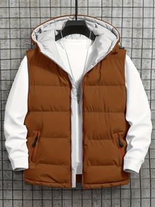 <b>Men</b> Hooded Puffer Vest Custom Private Label Padded Quilted <b>Thermal</b> Lining Vest - Product Image 1