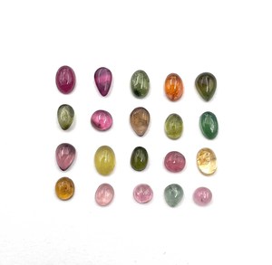 Tourmaline naturelle multicolore, cabochon, formes variées, pierres précieuses en vrac, 4-7 mm, certifiées IGI, haute qualité, 20 carats, pour la fabrication de bijoux - Product Image 1